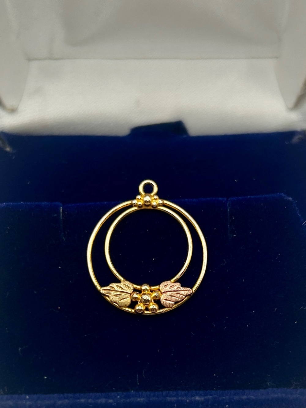 Vintage 12k Black Hills Gold Double Circle Pendant​